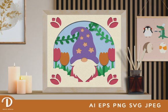 Download Garden Gnome 3D SVG – Spring Shadow Box - Premium Resources